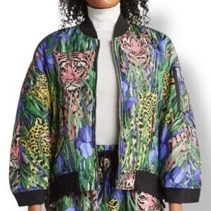 Gucci NWT Reversible Multicolor Tiger Leopard Jungle Print Bomber Jacket Size 38